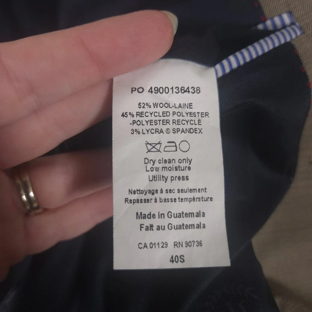 Tommy Hilfiger Blazer Mens 40 Short Wool Blend Stretch Two Button Sport Coat